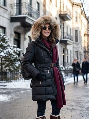 Oxygen Collections Montreal Fur Hood Winter Puffer Jacket Parka Medium